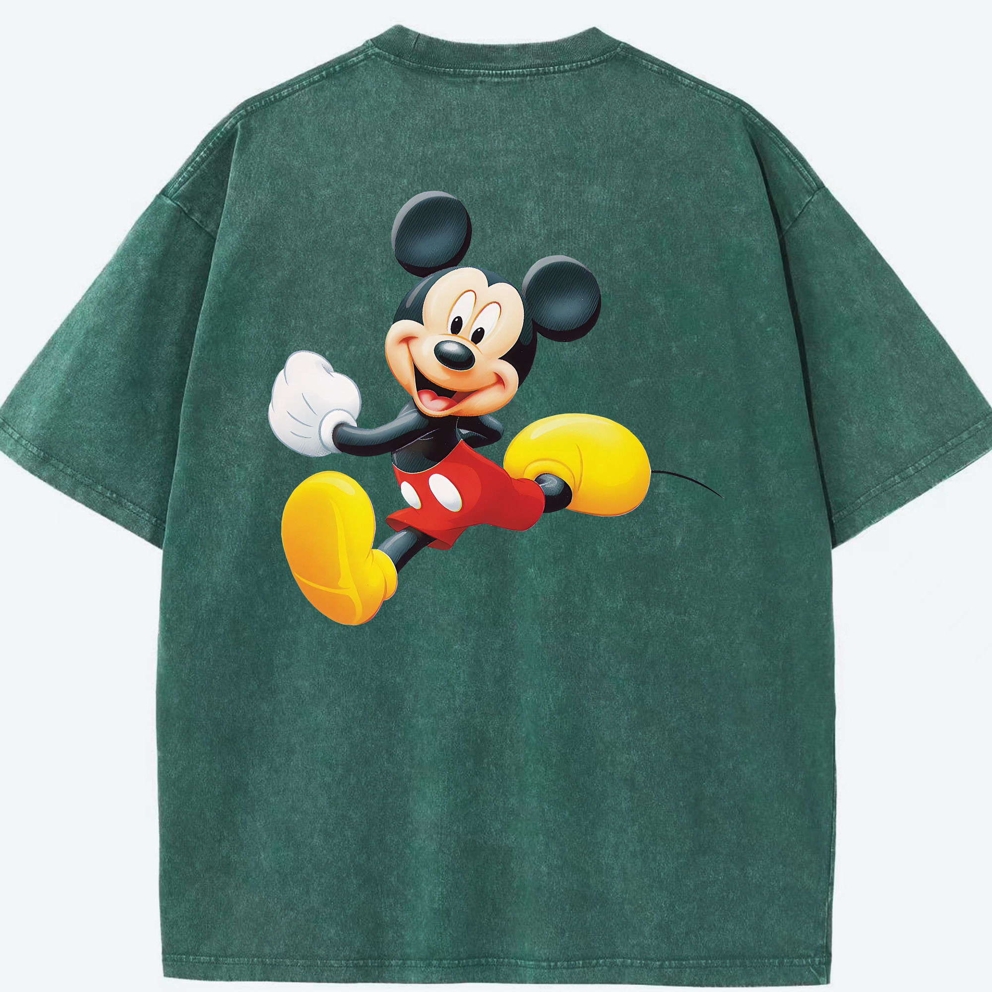（画像用） ミッキーマウス Mickey Mouse 綿100% ヴィンテージ風 半袖Tシャツ（背面プリント）